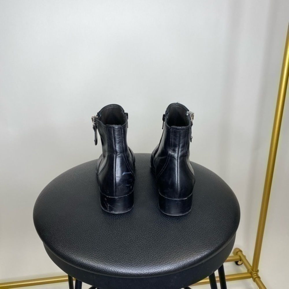 Napoleoni Black Leather Pointed-Toe Ankle Booties - Picture 12 of 14